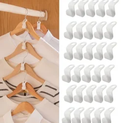 30-pack Klädhängare anslutningskrokar för galgar Vit
