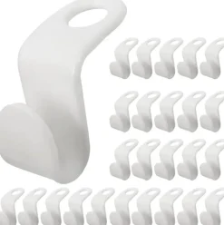 30-pack Klädhängare anslutningskrokar för galgar Vit