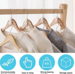 30-pack Klädhängare anslutningskrokar för galgar Vit