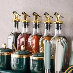 2-Pack Kork till Olivolja Hällpip Droppkork med Lock Guld