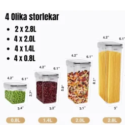 14-Pack Lufttäta Matförvaringsbehållare Med Lock - BPA-Fria