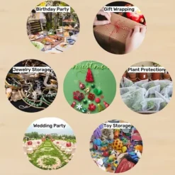 20-pack med 15*20 cm organzapåsar med dragsko och presenter till smycken, växtskyddspåsar