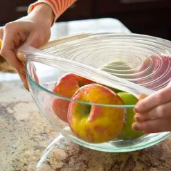 Skållock-Pack med 6 Extensible och Stretchable Silikontoppar Kompatibla med Mikrovågsugn och Diskmaskin