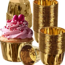 Bakning-50-Pack Muffinsformar Bakformar Guld