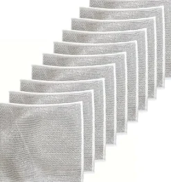 Köksfläktar-10-pack repfria disktrasor av ståltråd för diskning av disk, handfat och spishäll, lätta att skölja av och slitstarka