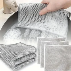 Köksfläktar-10-pack repfria disktrasor av ståltråd för diskning av disk, handfat och spishäll, lätta att skölja av och slitstarka