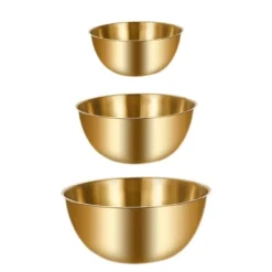 Tallrikar & Bordsserviser-3-pack rostfria skålar - för bakning, matlagning, sallad, frukt, blandning (guld)