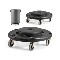 2-pack Rund Papperskorgs-Dolly, Passar 20, 32, 44, 55 Gal Sopbehållare, Robust och Lätt att Flytta