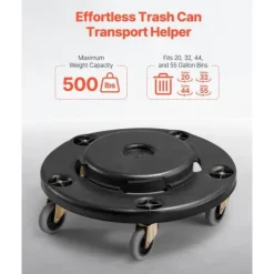 2-pack Rund Papperskorgs-Dolly, Passar 20, 32, 44, 55 Gal Sopbehållare, Robust och Lätt att Flytta