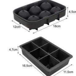 Isformar-2-Pack Stapelbara Silikonformar för Isbollar och Kuber XXL Stora Isbitar