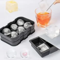 Isformar-2-Pack Stapelbara Silikonformar för Isbollar och Kuber XXL Stora Isbitar