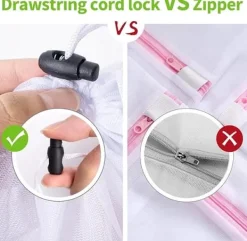 Tvättutrustning-4-packTvättpåsar med fint nät ,Tvättpåse med snörstoppare , Vit