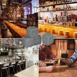 Whiskystenar--paket med 9 st. isbitar för whiskykylsten, drycker, vin, ölkylare, barberedningskuber, presentset