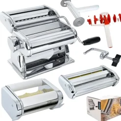 Pastamaskiner-Pastamaskin, Justerbar Tjocklek, Hållbar Konstruktion,Silver