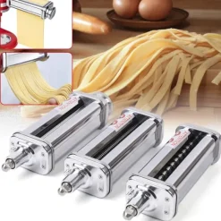 Pastamaskiner-Pastamaskinstillbehör - Fettuccine-skärare - Manuell pastaskärare - Rostfritt stål - Hemkök - Ljusgrå