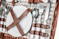 Viking Choice Kärl För Mat & Dryck-Picknickkorg - 4 personer - 29 stycken - flätad korg - 42x28x20cm