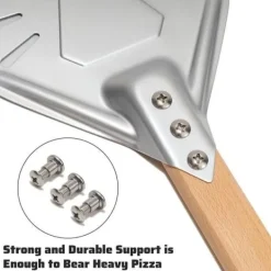 Pizzaspadar-Pizzaspad med 7 tums trähandtag, aluminium pizzaspad med trähandtag 60 cm lång