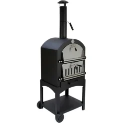Grillar-Pizzaugn med Regnskydd och 30 cm Pizzaspade Utomhusugn Stenugnsbakning Pizzasten Pizzaskärare Grillning Pizza 2 Hjul och Handtag Portabel Utomhusbruk | CDON