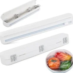 Plastfolie Aluminiumfolie Dispenser med Sugkoppar för Köket Vit