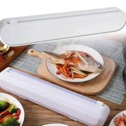 Plastfolie Aluminiumfolie Dispenser med Sugkoppar för Köket Vit