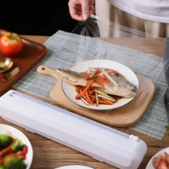 Plastfolie Aluminiumfolie Dispenser med Sugkoppar för Köket Vit