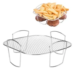 Avsvalningsgaller-Pommes frites i rostfritt stål Anti Fall Ugn Kylställ Hållare Hylla för Hem Kök Grill