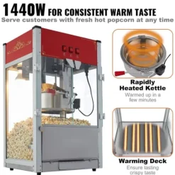 Popcornmaskiner-Popcornmaskin 12 Oz Bänkskiva 1440W, Hög Kapacitet, Snabb Uppvärmning, Popcorn Popper, Perfekt för Fester och Hemmakvällar