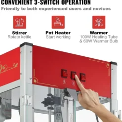 Popcornmaskiner-Popcornmaskin 12 Oz Bänkskiva 1440W, Hög Kapacitet, Snabb Uppvärmning, Popcorn Popper, Perfekt för Fester och Hemmakvällar