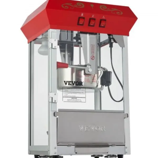 Popcornmaskiner-Popcornmaskin, 39x34.5x61 cm, Röd, Härdat glas