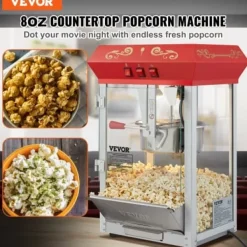 Popcornmaskiner-Popcornmaskin, 39x34.5x61 cm, Röd, Härdat glas