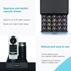 Kaffemaskiner & Espresso-Praktisk Förvaringslåda i plast för kaffekapslar i svart - Kompatibel med Nespresso-kapslar Låda