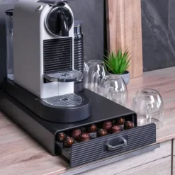 Kaffemaskiner & Espresso-Praktisk Förvaringslåda i plast för kaffekapslar i svart - Kompatibel med Nespresso-kapslar Låda