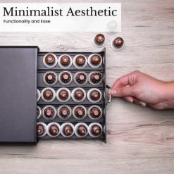 Kaffemaskiner & Espresso-Praktisk Förvaringslåda i plast för kaffekapslar i svart - Kompatibel med Nespresso-kapslar Låda