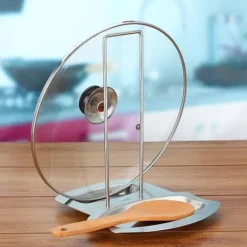 Skedhållare-Praktisk skedstöd och kastrullhållare Redskapsstöd Rostfritt stål Stekpanna Lock Hylla Stativhållare Skedhållare