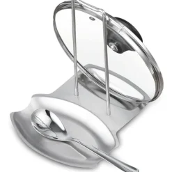 Skedhållare-Praktisk skedstöd och kastrullhållare Redskapsstöd Rostfritt stål Stekpanna Lock Hylla Stativhållare Skedhållare