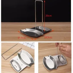 Skedhållare-Praktisk skedstöd och kastrullhållare Redskapsstöd Rostfritt stål Stekpanna Lock Hylla Stativhållare Skedhållare