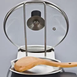 Skedhållare-Praktisk skedstöd och kastrullhållare Redskapsstöd Rostfritt stål Stekpanna Lock Hylla Stativhållare Skedhållare