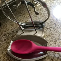 Skedhållare-Praktisk skedstöd och kastrullhållare Redskapsstöd Rostfritt stål Stekpanna Lock Hylla Stativhållare Skedhållare