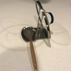 Skedhållare-Praktisk skedstöd och kastrullhållare Redskapsstöd Rostfritt stål Stekpanna Lock Hylla Stativhållare Skedhållare