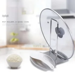 Skedhållare-Praktisk skedstöd och kastrullhållare Redskapsstöd Rostfritt stål Stekpanna Lock Hylla Stativhållare Skedhållare