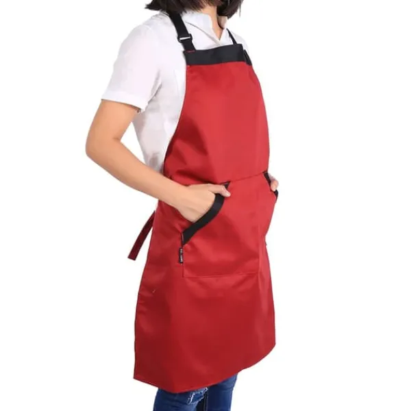 Förkläden-Praktiskt Damförkläde Herrklänning För Hemkök Restaurang Matlagning Kock Röd