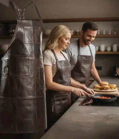 Förkläden-PREMIUM SKINNFÖRKLÄDE GRILL / BBQ / BARISTA / KOCK / FRISÖR FÖRKLÄDE BRUN VINTAGE