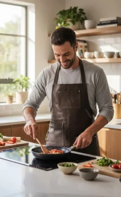 Förkläden-PREMIUM SKINNFÖRKLÄDE GRILL / BBQ / BARISTA / KOCK / FRISÖR FÖRKLÄDE BRUN VINTAGE