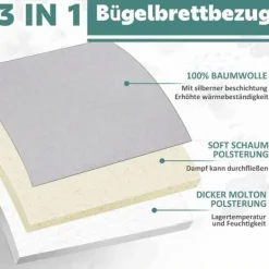 Tvättutrustning-Premium strykbrädeskydd för snabb och enkel strykning, lämplig för ångstrykjärn, 41 cm x 120 cm
