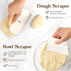 Bakning-Professionell bakbok för surdeg - 14-delars set med banneton, lammekaks och skrapor - Perfekt för hemmabagare