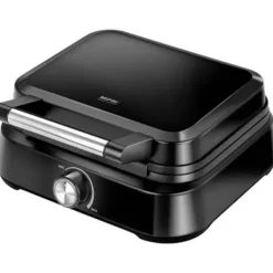 Våffeljärn-Professionell Vaffeljärn för 2 Tjocka Belgiska Vafflor, Non-stick Plåtar MPM MGO-40 1500W Svart 13965