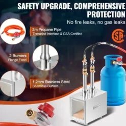 Gasbrännare-Propanässja, 2-brännare fyrkantig rostfri, stor kapacitet, metallsmide