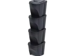 Prosperplast KEDEN AVFALLSBEHÅLLARE SORTIBOX 25L SET 4 - ANTHRACITE ECO WOOD