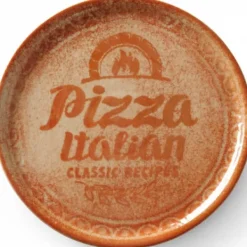 Tallrikar & Bordsserviser-Receptsamling Tegelröd pizzatallrik i porslin, diameter. 33 cm - set med 6 st.