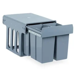 Relaxdays Kökshurts, Avfallssystem, återvinningssystem, plast, 4x 8 l, HLP 35,1 x 34,3 x 48 cm, grå